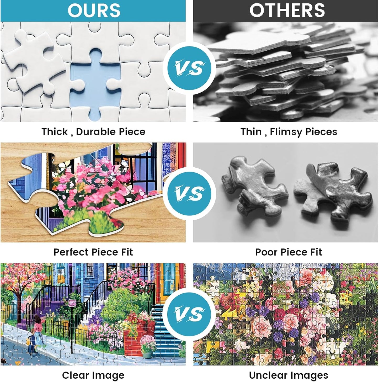 500 Pieces Puzzles for Adults, Spring Puzzle for Adults Elderly, Colorful Street Jigsaw Puzzle, Recycled Paper Puzzle 500 Pieces, Family Activity Game Nights Gifts 20.5x15 in
