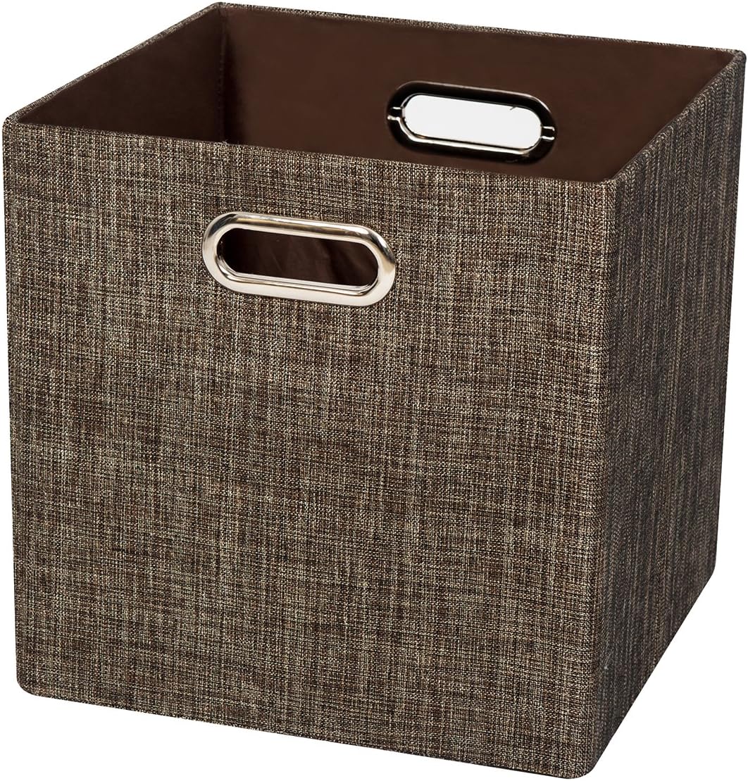 Posprica Storage Bins Cube Containers Boxes,Thick and Heavy Duty Fabric Drawers, 11×11 inch- Set of 4,Brown