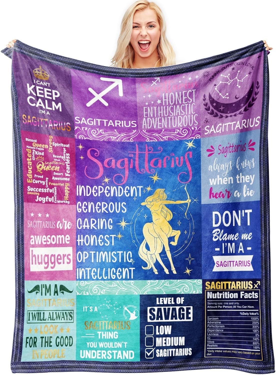 Sagittarius Gifts for Women – Zodiac Throw Blanket 50"x60" – Soft Astrology Fleece Blanket for Sagittarius Girls, Teens & Moms – Cozy Birthday Idea