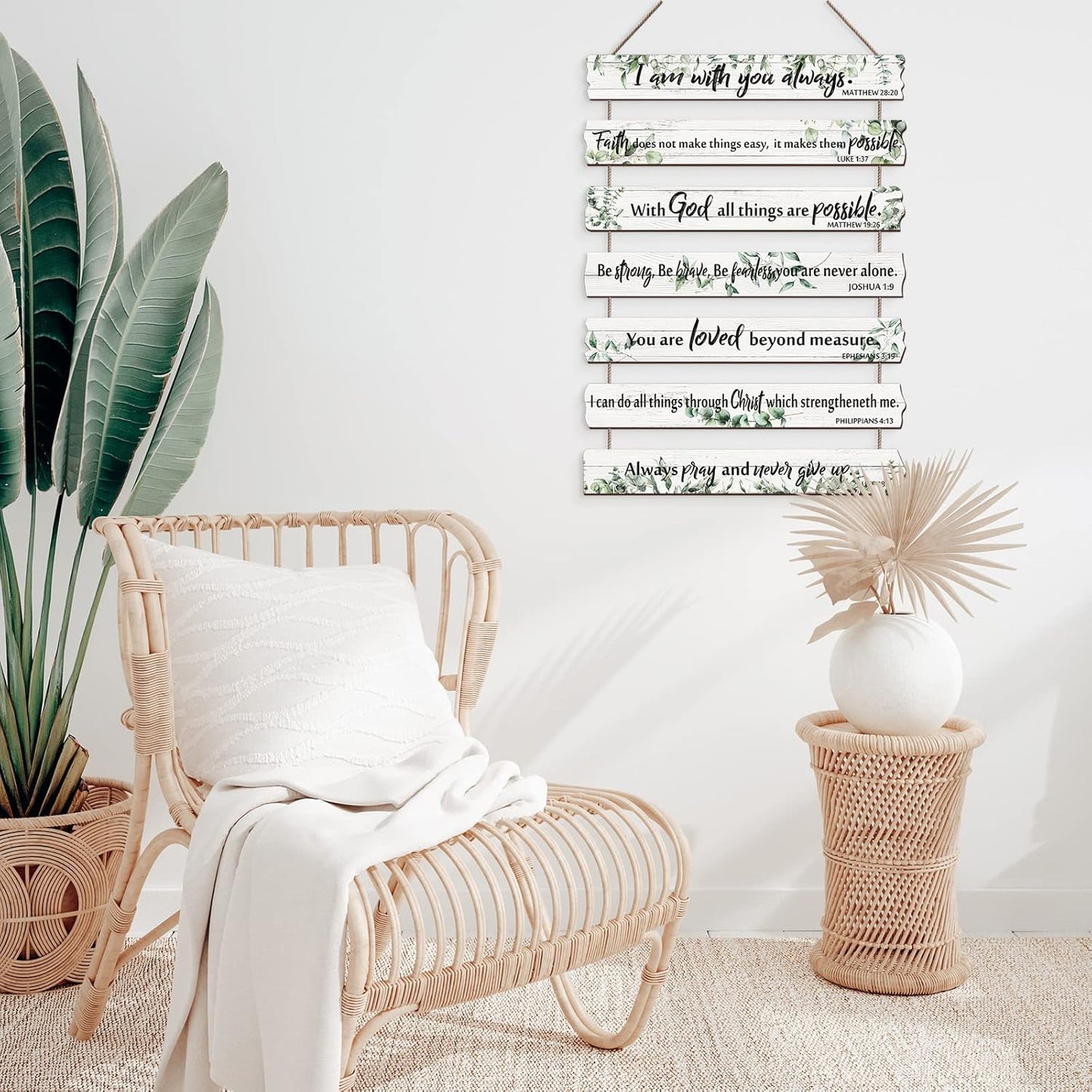 Rustic Wooden Wall Art with Bible Verse Christian Inspirational Wall Decor for Church Office Home Bathroom Living Room Kitchen