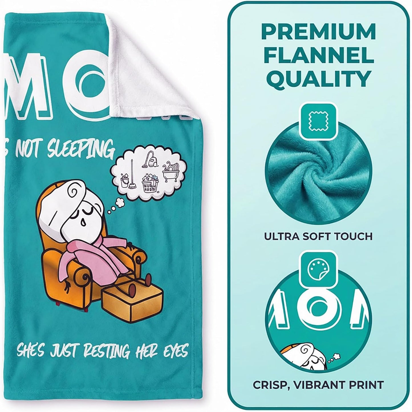 Funny Christmas Birthday Gifts for Mom from Daguther Son I'm Not Sleeping Throw Blanket Funny Soft Travel Blanket Present New Mom Gifts Mommy Mama Blanket for Cozy Naps 60"x50"