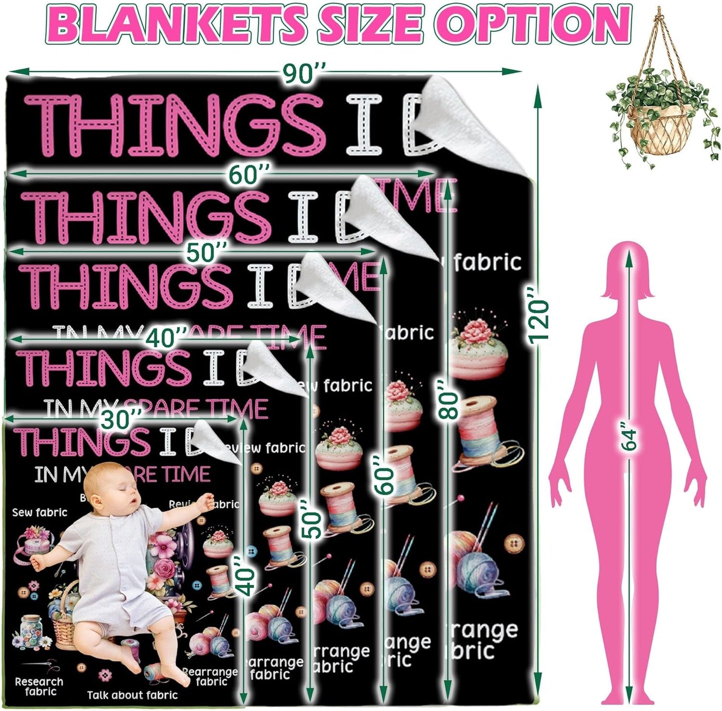 Sewing Blanket, Gifts for Sewing Lovers,Quilt,Quilting Lovers, Soft Lightweight Plush Flannel Quilt Throw Blankets for Mom Grandma Women Girls, 40"x50" for Kids