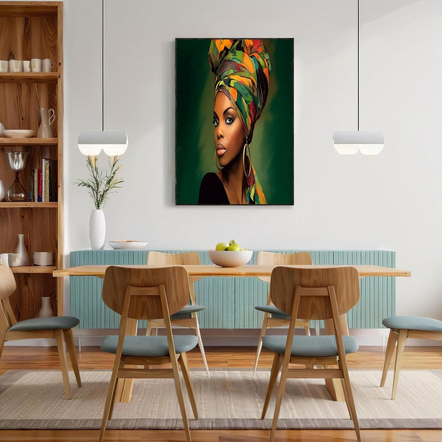 GDJSMIN Colorful Portraits Wall Art, Beautiful Black Women Poster for Reading Room Living Room Decor 12x 16 inch Unframed