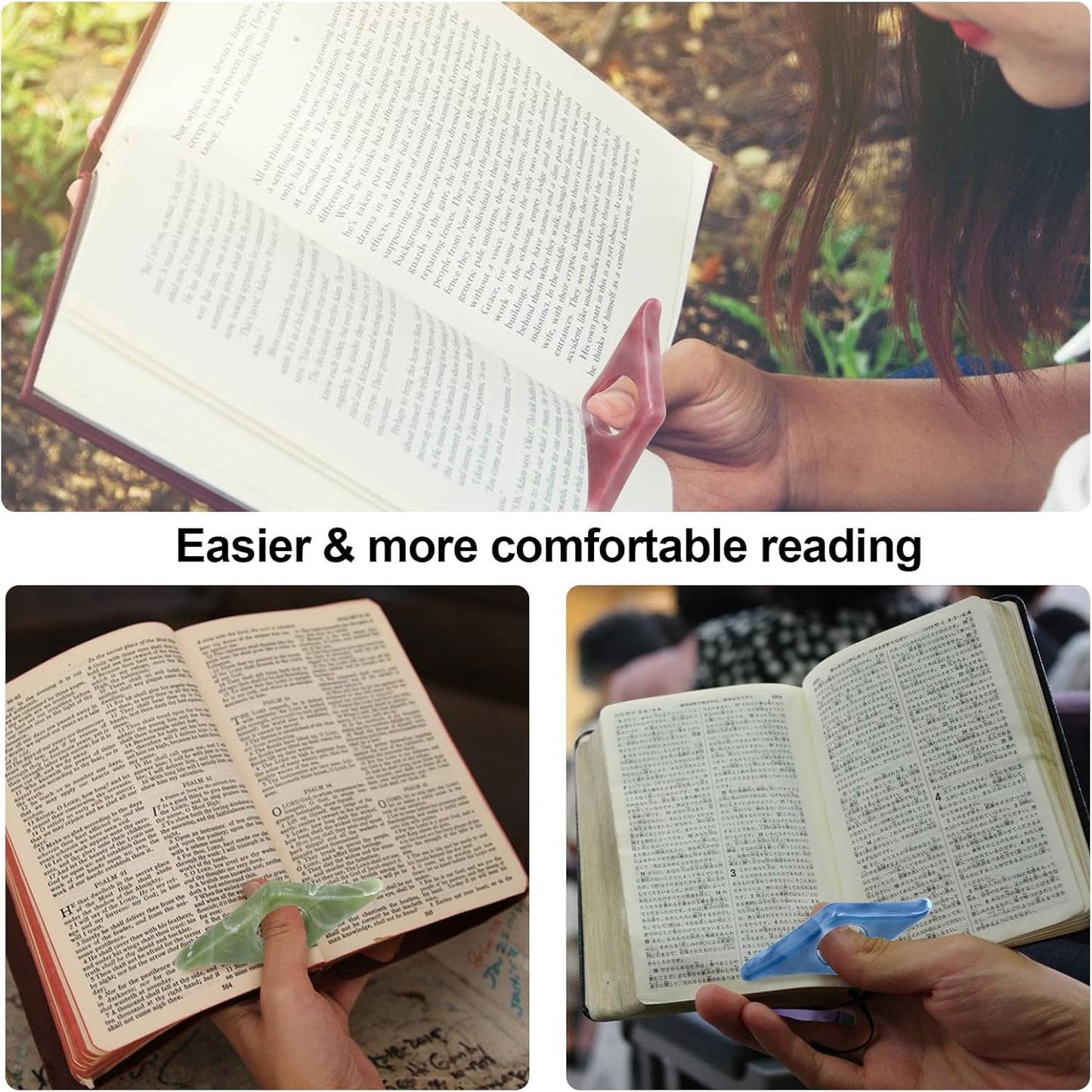 3 PCS Thumb Book Page Holder for Reading, Book Finger Opener Holder Thumb, Reading Accessories Gifts for Book Lovers Readers Women Teachers