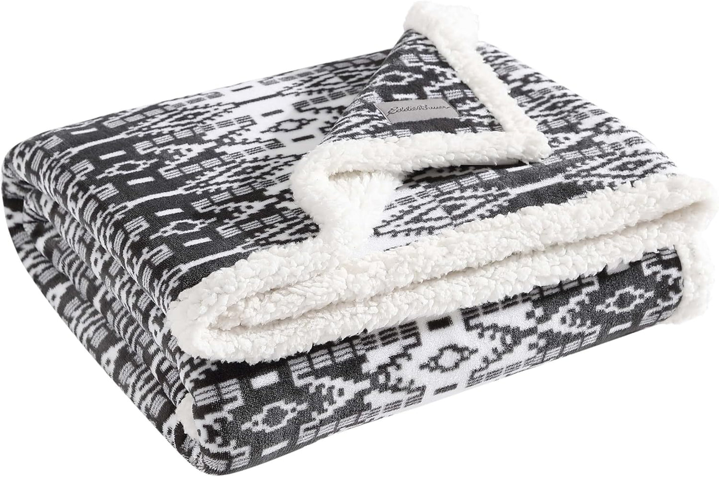 Eddie Bauer - Throw Blanket, Brushed Fleece & Plush Sherpa Soft Bedding, Blanket for Couch & Bed (San Juan Grey, 50" x 60")