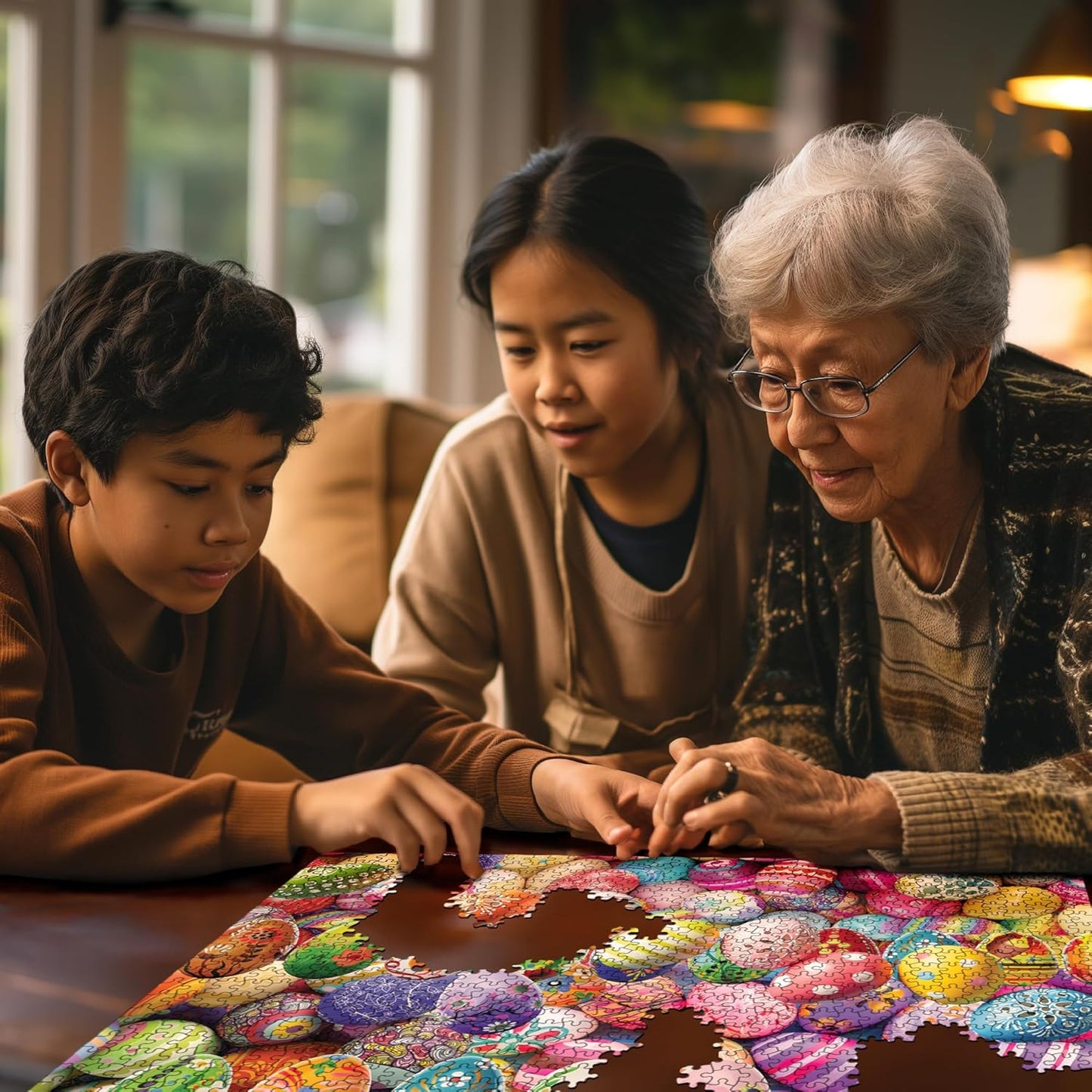 White Mountain 1000 Piece Jigsaw Puzzle Easter Holiday Collage Puzzles with Large Pieces Gift for Adults and Family 24"x30" - Easter Eggs