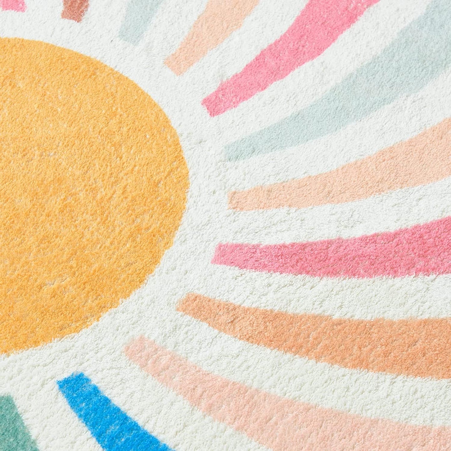 LIULA Sun Rainbow Round Rug,Colorful Boho Kids Rug Ultra Soft Washable Nursery Rug for Bedroom Perschool Classroom,4' Round