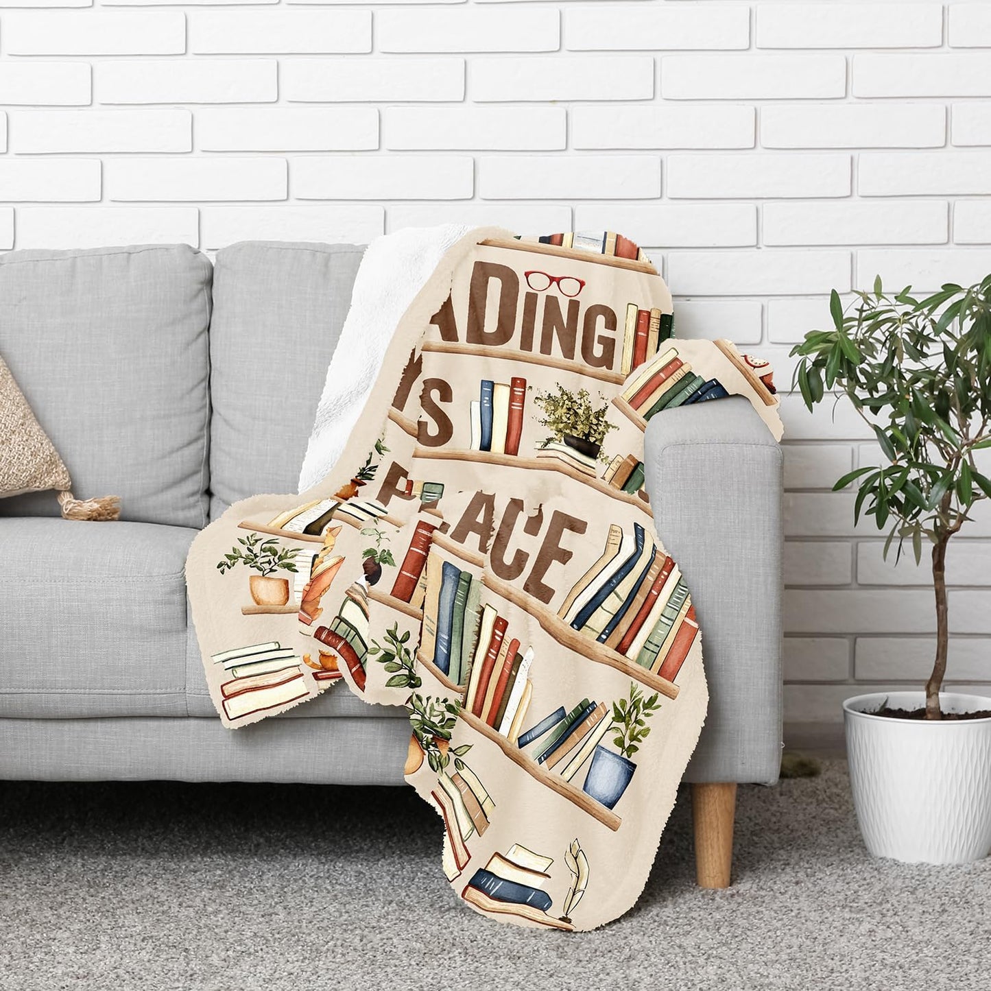 CUJUYO Book Lover Gifts for Women Men Blanket 50"x40" - Librarian Gifts Throw - Book Club Gifts for Reading Lovers Bookish - Literary Gift Ideas - Best Bookworm Gifts for Birthday Christmas Graduation