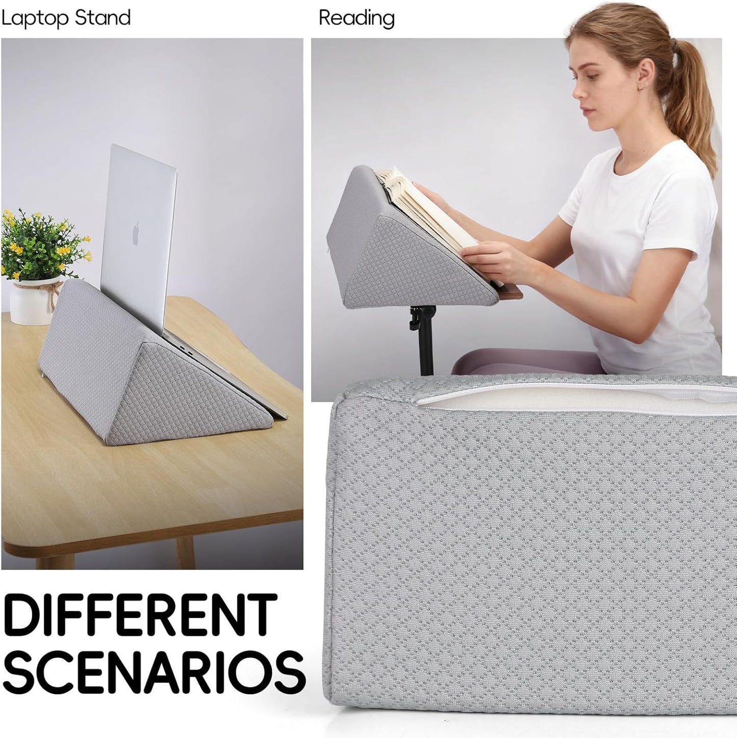 Small Wedge Pillow for Sleeping, Yoga, Meditation, Stretching, Small Wedge Pillow for Chair and Bed - Provide Support and Relieve Fatigue, Wedge Pillows for Bed Sores, Leg Elevation (Grey)