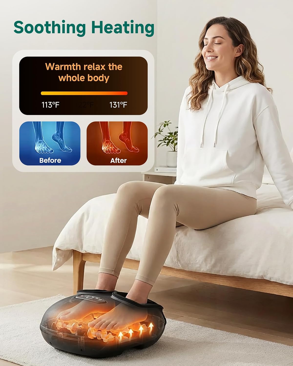 Snailax Foot Massager with Heat, Foot Massager for Neuropathy Plantar Fasciitis Deep Kneading Compression Vibration Feet Massager Machine Remote Control, Foot Warmer Fits Size 13,Gifts for Men Women