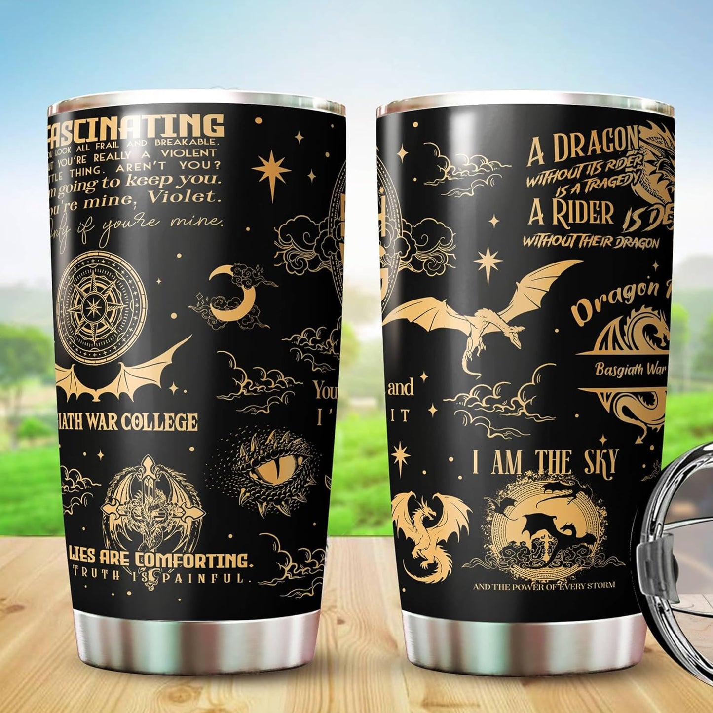 Kozmoz Inspire Basgiath Gifts - War College Tumbler - Fourth Dragon Rider Book Mug - Fantasy Bookworm Cup - Dragon Wing 20 Oz Tumbler - Wing Gifts For Book Lovers on Christmas, Birthday