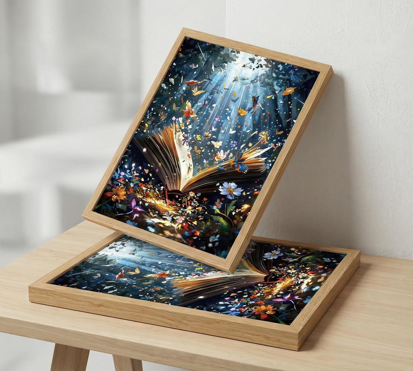 Framed Book Canvas Wall Art Butterfly Emerging From Book Picture Wall Decor Reading Enthusiasts Poster Print Painting for Library Reading Room Bedroom Modern Reading Concept Home Decoration