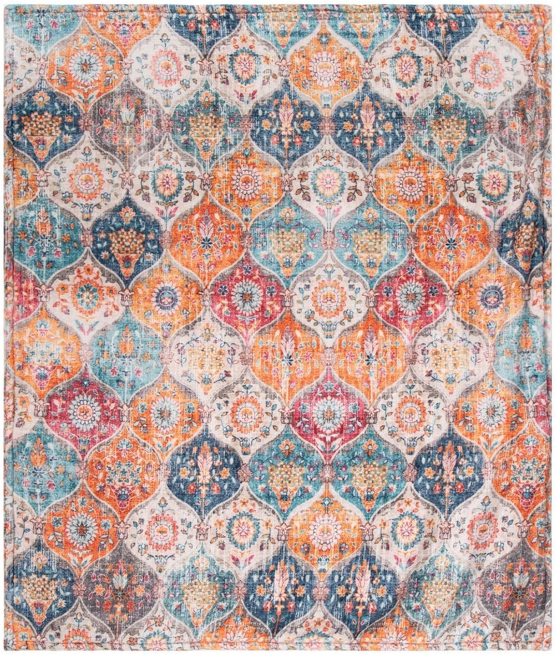 Lahome Rerto Fleece Blanket for Women Boho Bedroom Decor, Small Throw Blanket for Couch Bed Chair Cover, Decorative Fleece Blanket Throws Mom Gift Vintage Home Decor, Bohemian Colorful 50x60