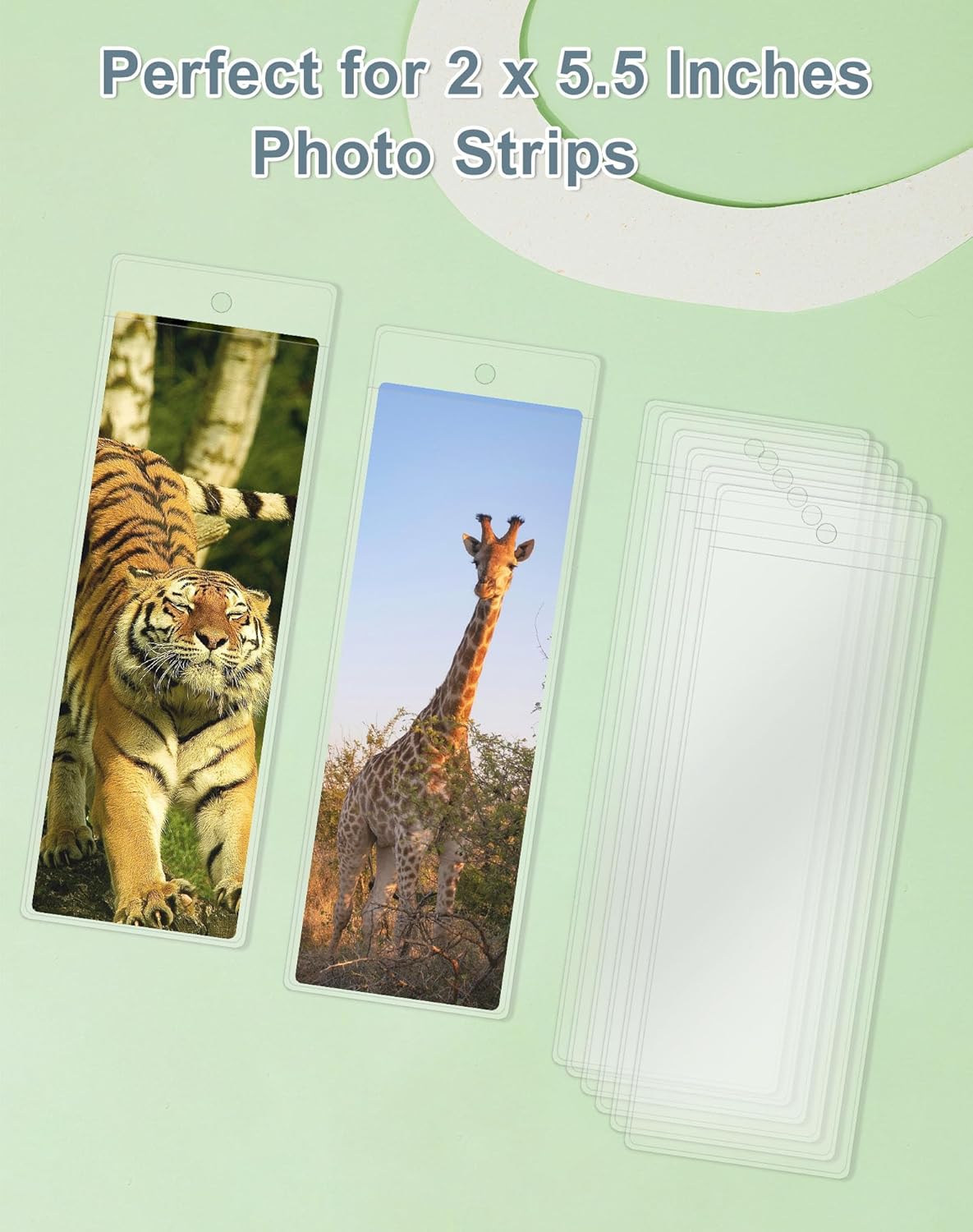 120 Pack Bookmark Sleeves, Clear Bookmark Holders for 5.5 x 2 Inches Bookmarks, Plastic Blank Book Mark Cover for School, Office and Party Favors