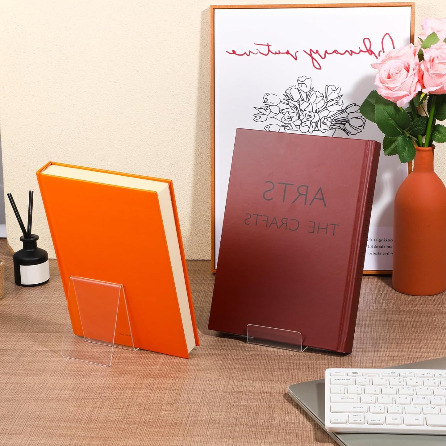 SHENLIU 20 Pack Clear Book Stand, 3x4 Inch Acrylic Easel Stand Book Display Holder, Display Stands for Album, CD, Music Sheets, Plate, Artworks, Phone, Tablet, Magazine, Postcard
