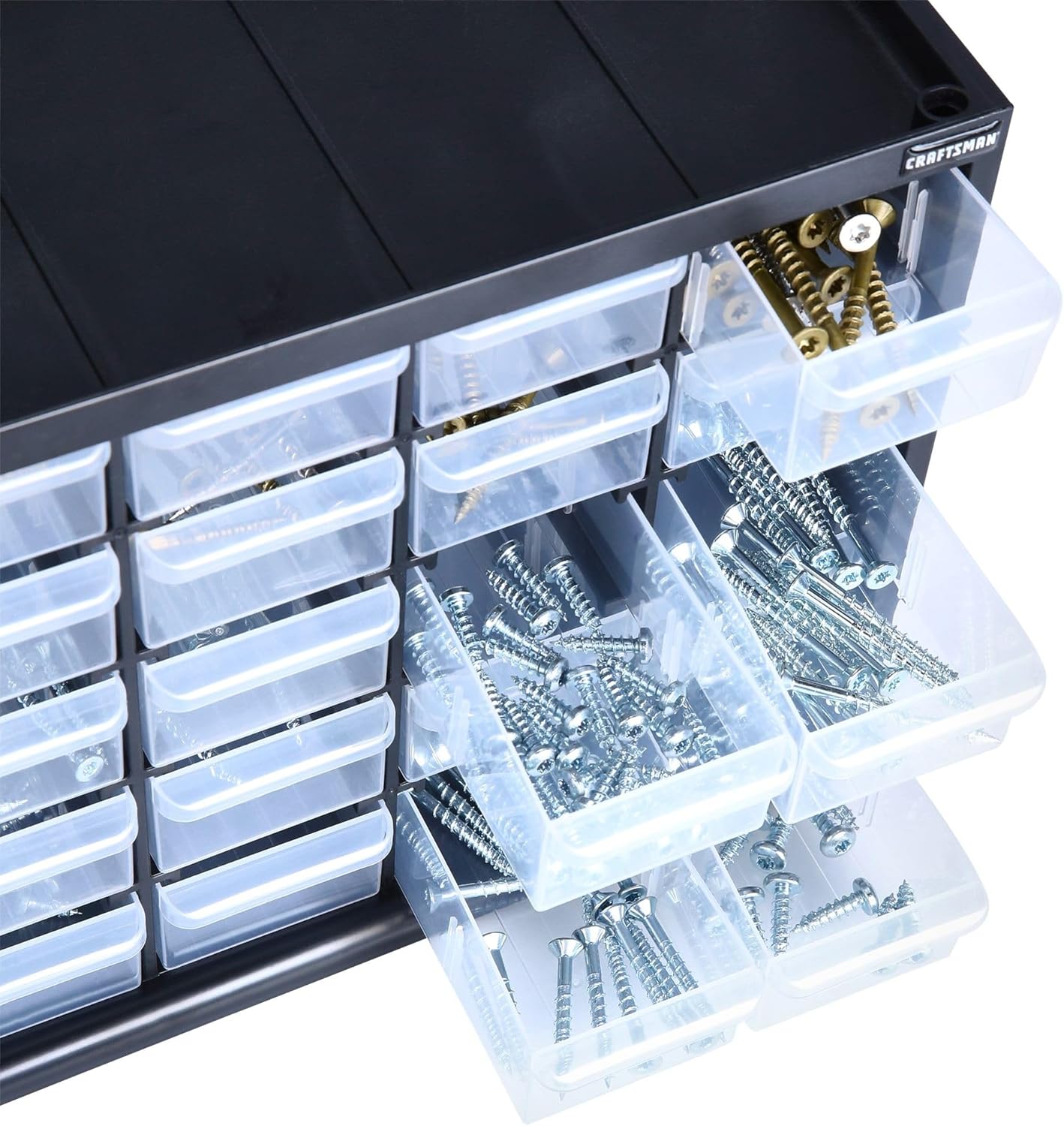CRAFTSMAN Storage Organizer, 30 Small Drawer Modular Storage System, Easily Stackable (CMST40730), Plastic, Black, White