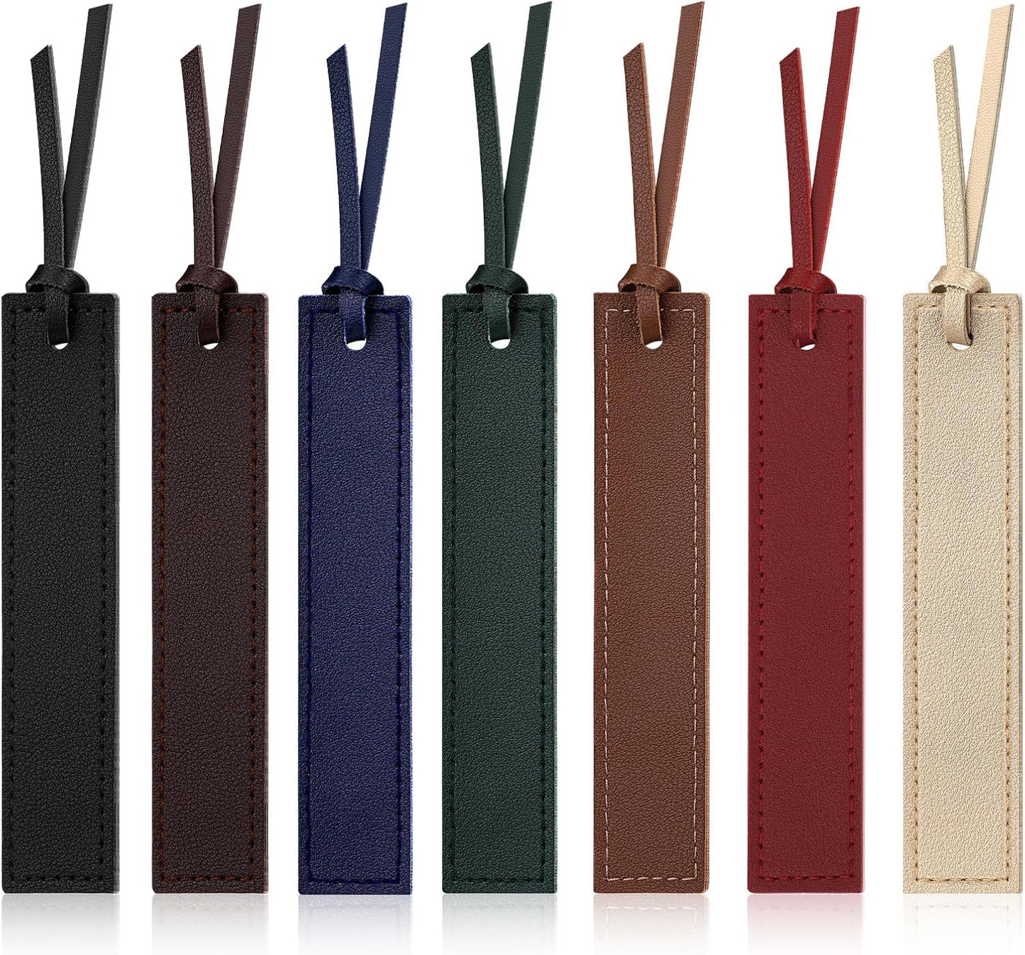 7 Pcs Leather Bookmark, Classic Stitched Bookmark with Leather Rope, Bookmarks for Men, Handmade Stitched Book Marks Page Markers for Book Reader Teachers Students School Office