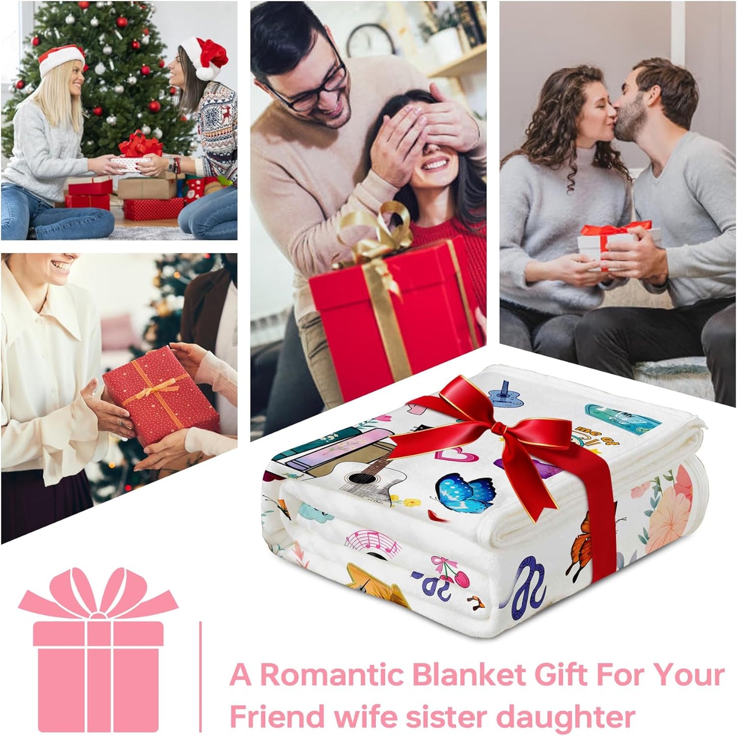 White Cozy Throw Blanket Birthday Gift for Daughter from Mom,Music Album I Love You Blanket Present for Wife Girlfriend 52"x60",Bookish Presents for Reader Bookworm,Book Lovers Gifts for Friend Sister