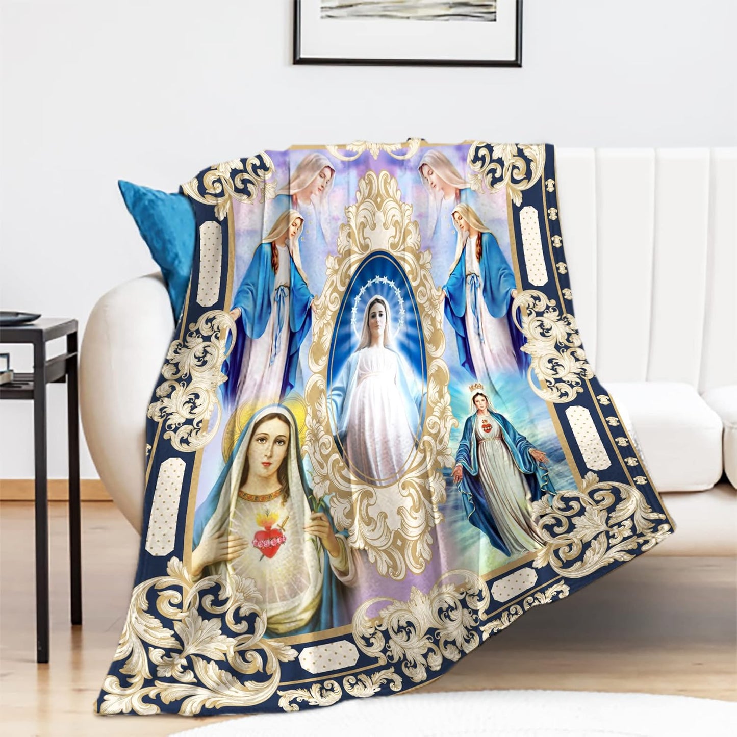 Ultra Soft Virgin Mary Blanket Microfiber Our Lady of Guadalupe Throw Blanket Warm Cozy Flannel Prayer Christian Blankets for Women Religious Catholic Gifts for Women Man 40'' x 50'' (Virgen Maria 01)
