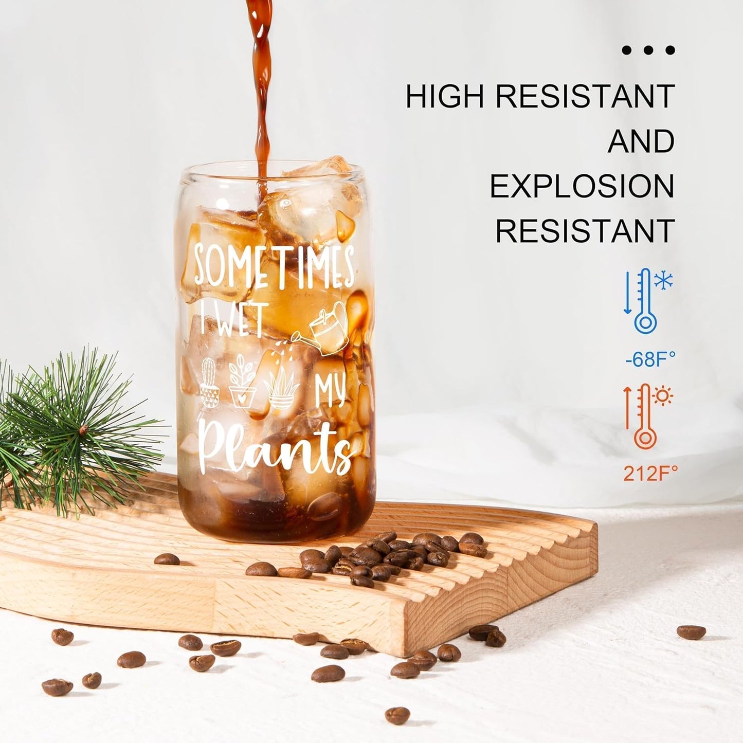SteadStyle Plant Lover Gifts for Women, Garden Present for Plans Lovers - Glass Drink Cup with Bamboo Lid & Straw (16oz), Unique Plant Lady Gifts for Gardeners Birthday Graduation Christmas