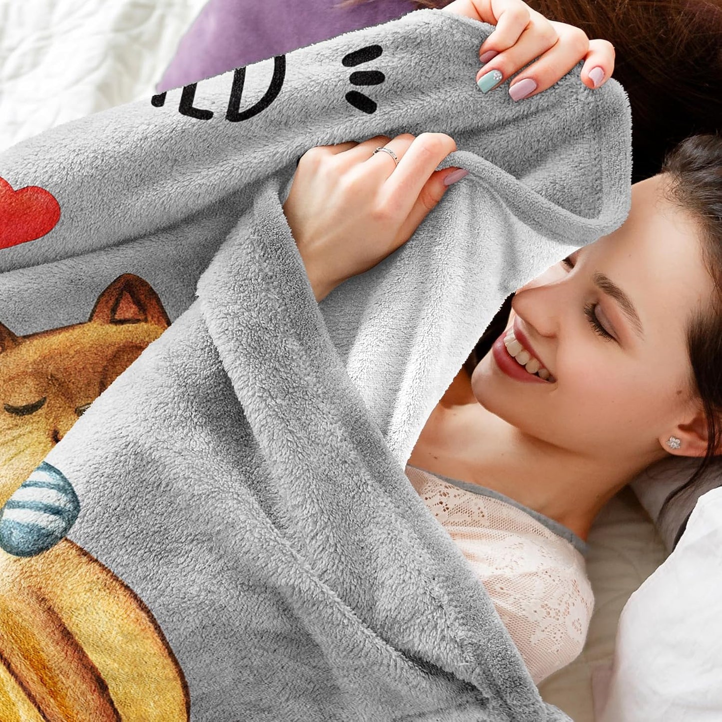 Wedding Gifts, Bridal Shower Gifts, Unique Bride to Be Gifts - Meowwied Blanket, Engagement Wedding Present for Couples Newlyweds Flannel Throw Cat Blanket 60" x 50"