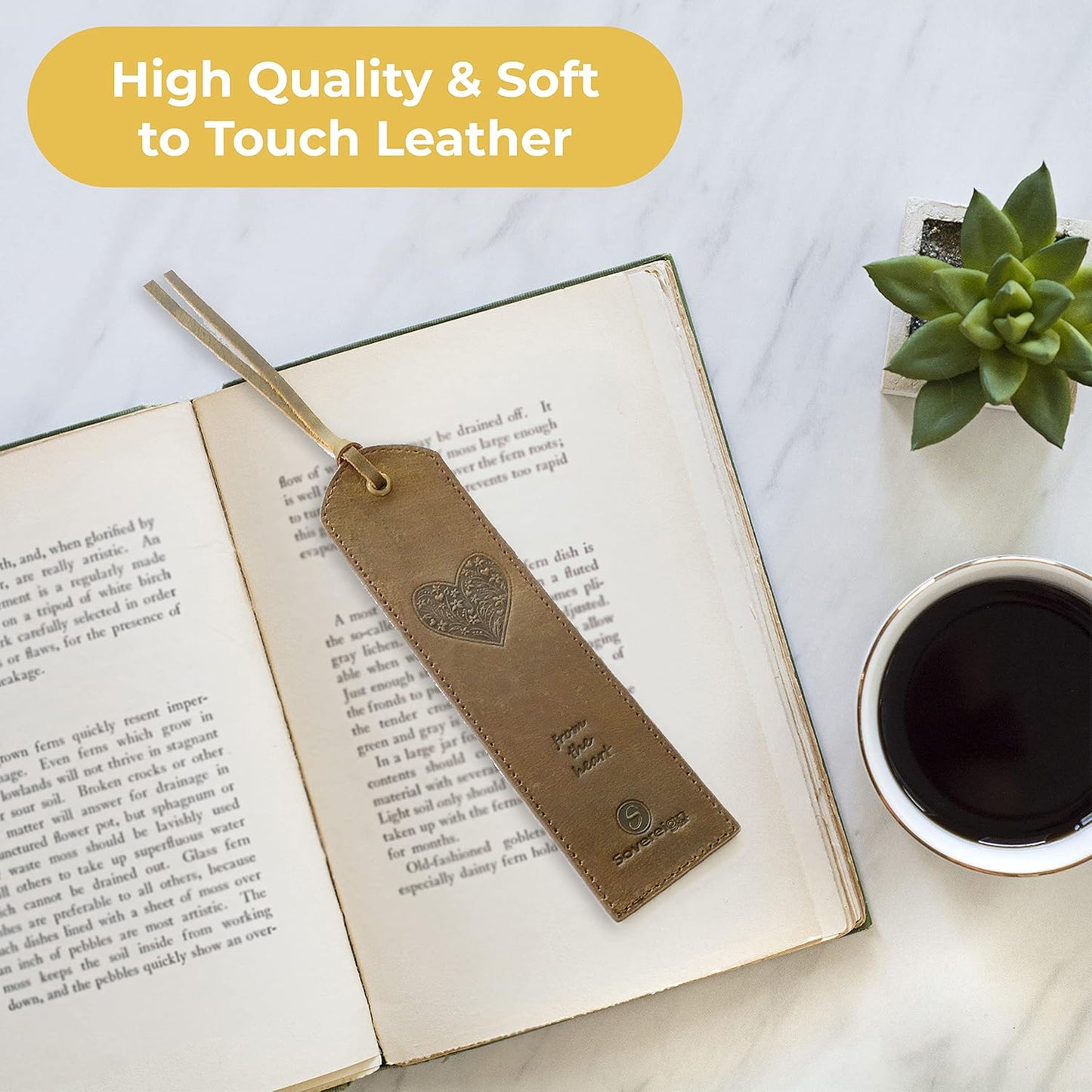 Leather Bookmark Handmade with Heart Design - 2 Genuine Leather Book Marks - Unique Bookmarks for Men Women and Kids | Great Book Lover Gifts for Bookworms Writers Relatives and Friends