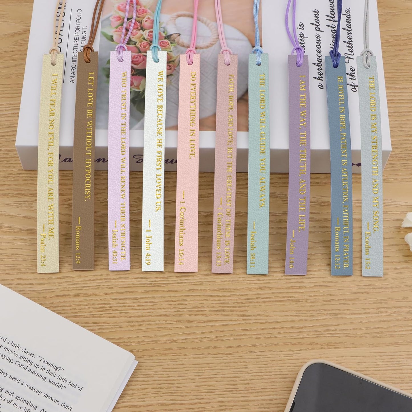 20PCS Leather Bookmark Bible Bookmarks for Reading Women Men Kids Book Lovers Christian Gifts,Cute Page Markers Book Marks Religious Christian Bookmarks Inspirational Bible Verse Scripture(Colorful-1)