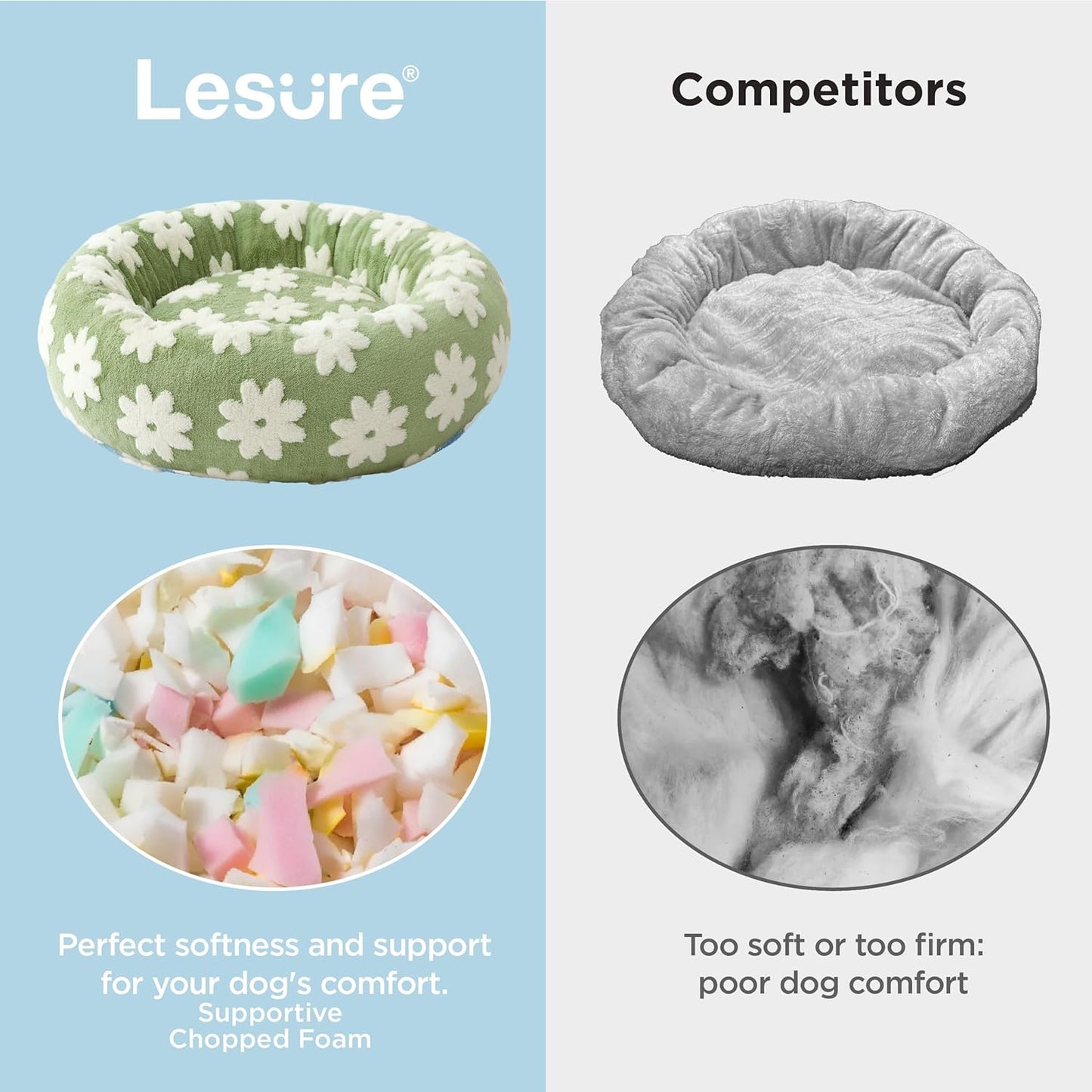 Lesure Shown on TV Donut Medium Dog Bed - Round Cat Beds Indoor Present for Calming Pets with Washable Cover, Home Decor Cute Modern Beds with Jacquard Shaggy Plush & Anti Slip Bottom, 30 Inch, Green