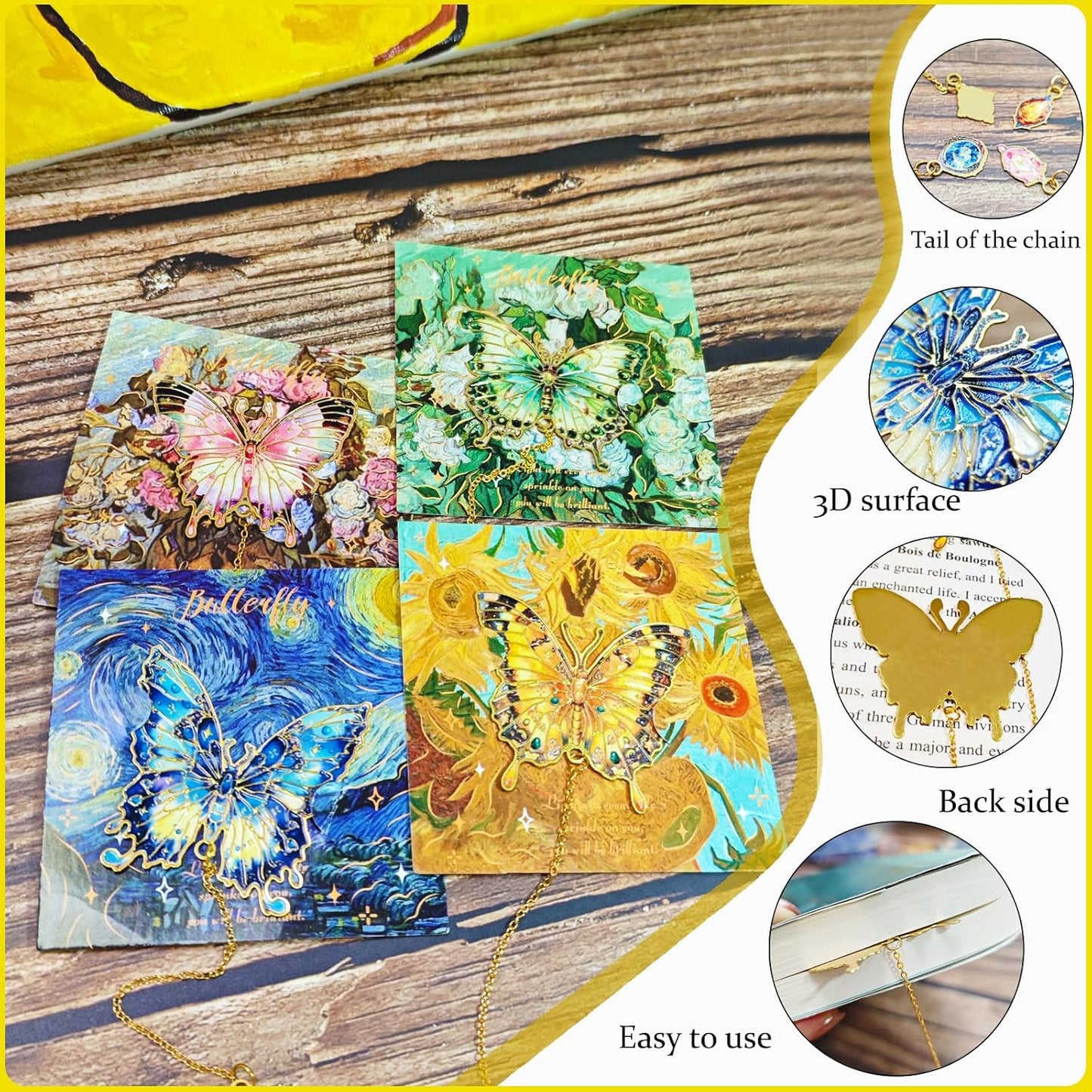 4Pcs Fancy Butterfly Bookmark, Pretty Metal Bookmarks, Book Marks for Reading Women, Cute Unique Bookmarker Reading Accessories, Birthday Graduation Gifts 2026 for Readers Book Lovers Students