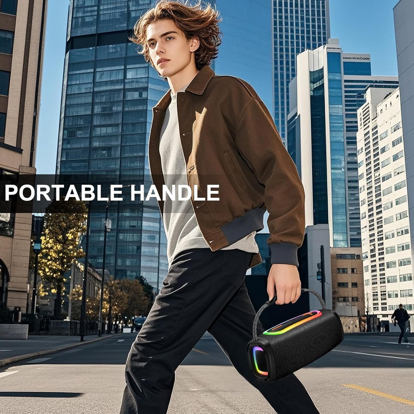 Bluetooth Speaker 6000mAh, 36H Playtime BT5.4 Portable Wireless Speaker with Loud Stereo Sound, IP6 Waterproof, 24W Portable Speaker with RGB Multi-Color Rhythm Lights for Outdoor/Home/Party as Gift