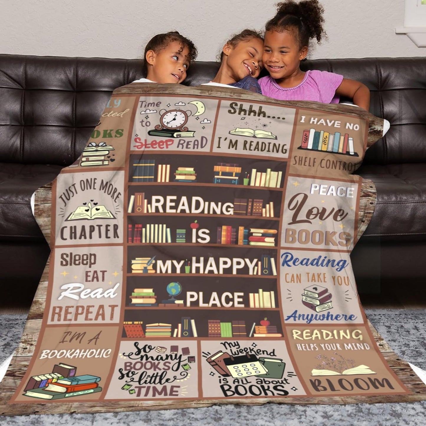 Book Lovers Gifts for Women, Book Lover Gift Ideas, Book Blanket, Gifts for Book Lovers, Reader, Librarian, Bookworm Gifts on Birthday Christmas Throw Blankets 50"x60"