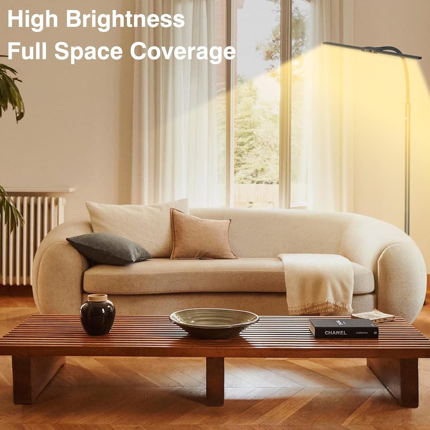 Rechargeable Cordless Floor Lamp with Battery 8000mAh, 15W Dual Head Adjustable Gooseneck LED Reading Lamp, Bright Floor Standing Light for Home, IP54 Rated