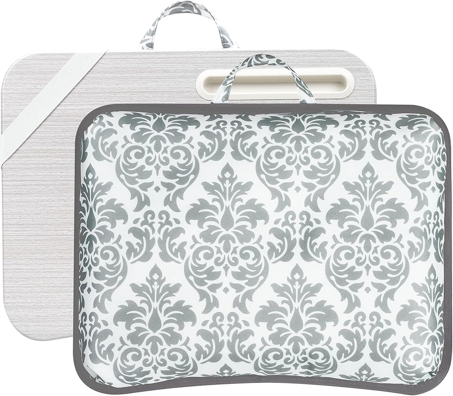 LAPGEAR XL Designer Lap Desk with Phone Holder and Device Ledge - Gray Damask - Fits up to 17.3 Inch Laptops - Style No. 45524