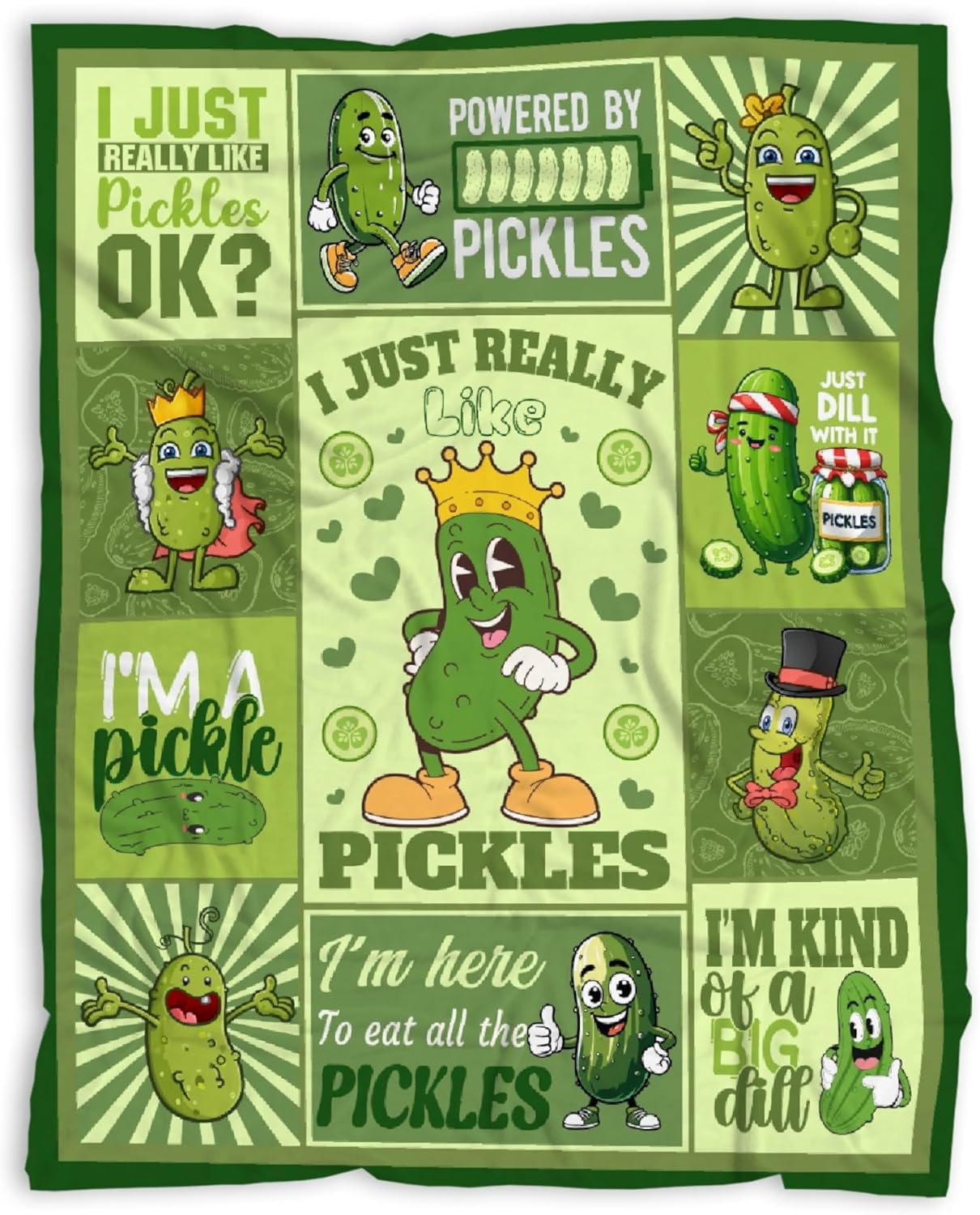 Pickle Blanket, Funny Pickle Gifts for Kids, I Just Really Like Pickles Themed Flannel Blankets, Soft Cozy Lightweight Throw Gifts for Pickle Lover Women Girls Boys 40x50 Inch for Kid
