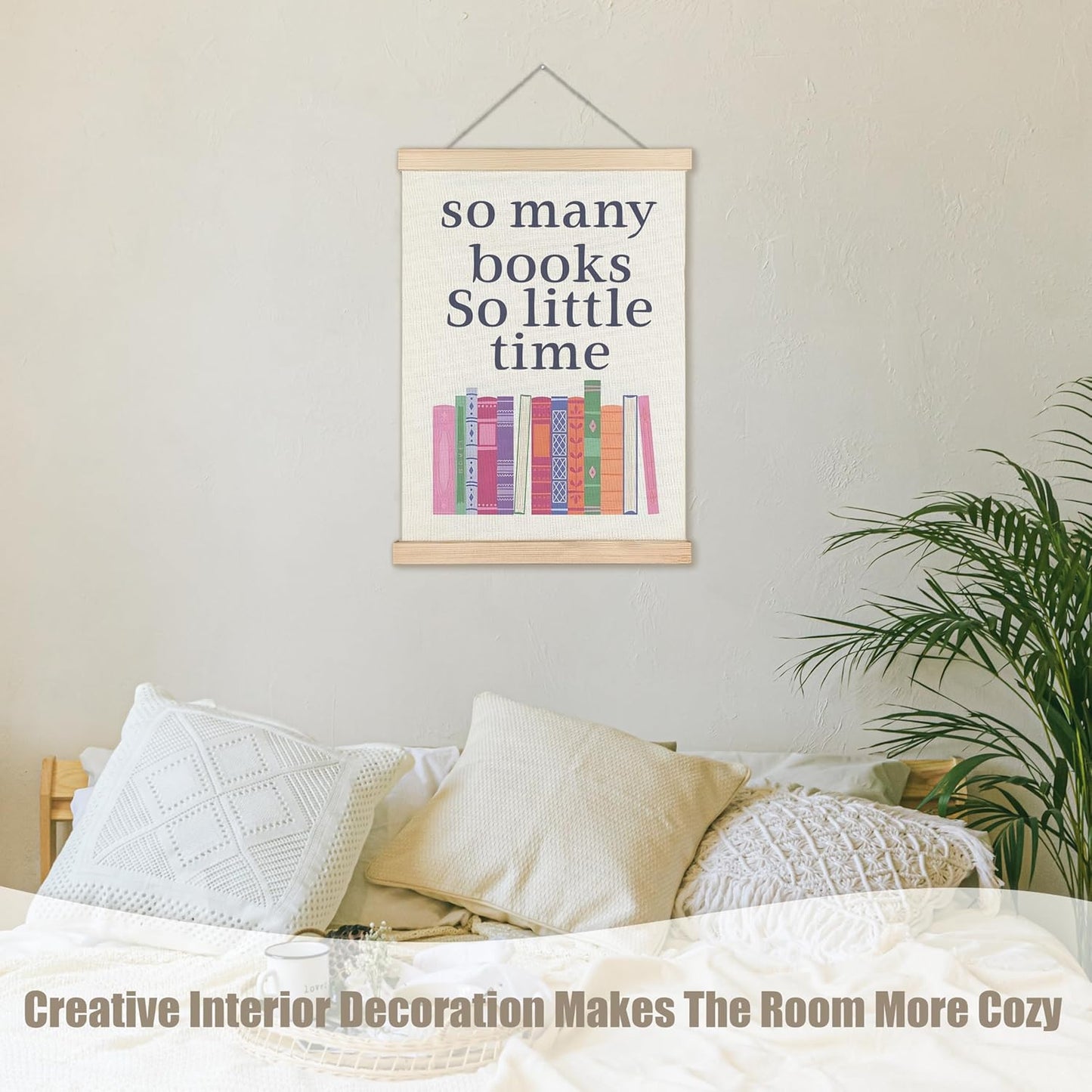 WUCHJ Reading Book Wall Art Poster, Reading Nook Decor, Gifts for Book Lovers Readers, So Many Books So Little Time Canvas Prints Artwork for Classroom Library Reading Corner Room Decor, 12x16 Inch