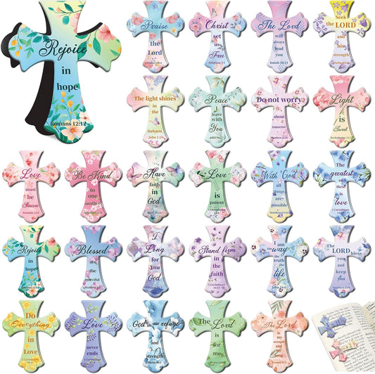 50Pack Magnetic Bookmarks Christian Bookmarks Bulk Cross Bible Bookmark for Reading Women Men Kids Teacher Book Lovers Gifts, Religious Magnet Bookmark Clips Cute Personalized Book Markers (Flower)