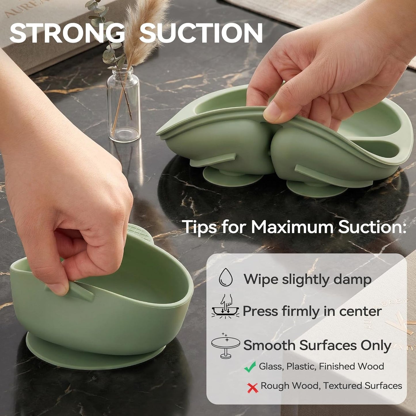 Silicone Baby Feeding Set, Baby Led Weaning Supplies, Eating Essentials Utensils with Suction Plate and Bowl, Pocket Bib, Sippy Cup with Lid, Forks Spoons Snack Container, for 6+ Months, Green