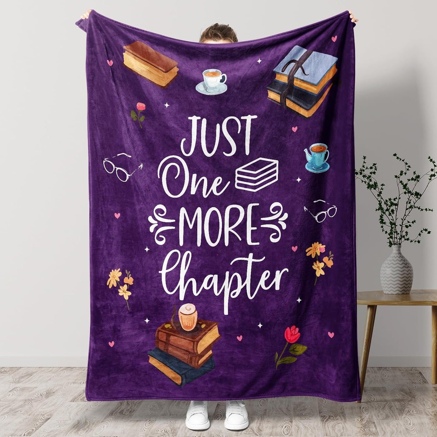 Book Lovers Gifts, Teacher Gifts for Women Men Book Lover Throw Blanket, Birthday Gift for Women, Librarian Birthday Gift for Friends 60" x50 (Purple)