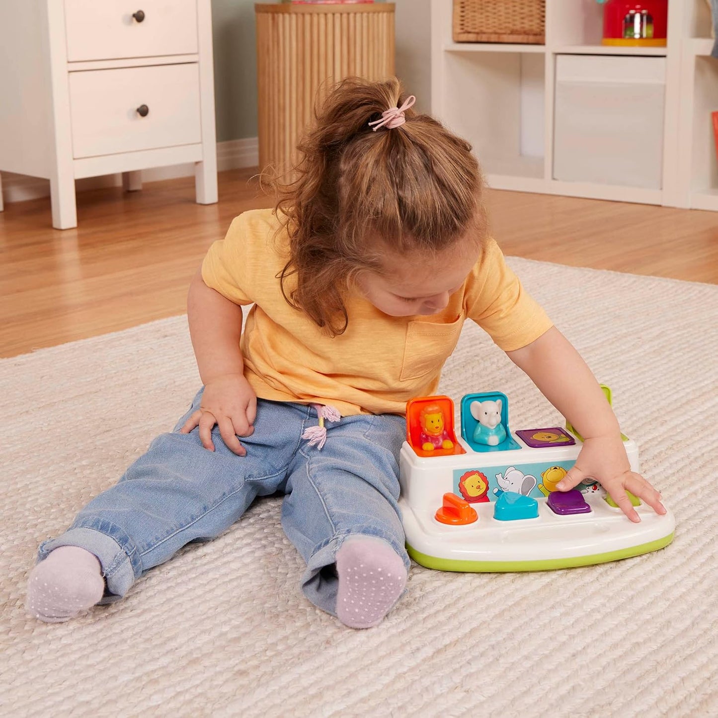 Battat – Cause – and – Effect Toy – Developmental Toy with Buttons & Colors – Color Sorting Animal Toys – for Kids, Toddlers, Babies – 18+ Months – Pop – Up Pals