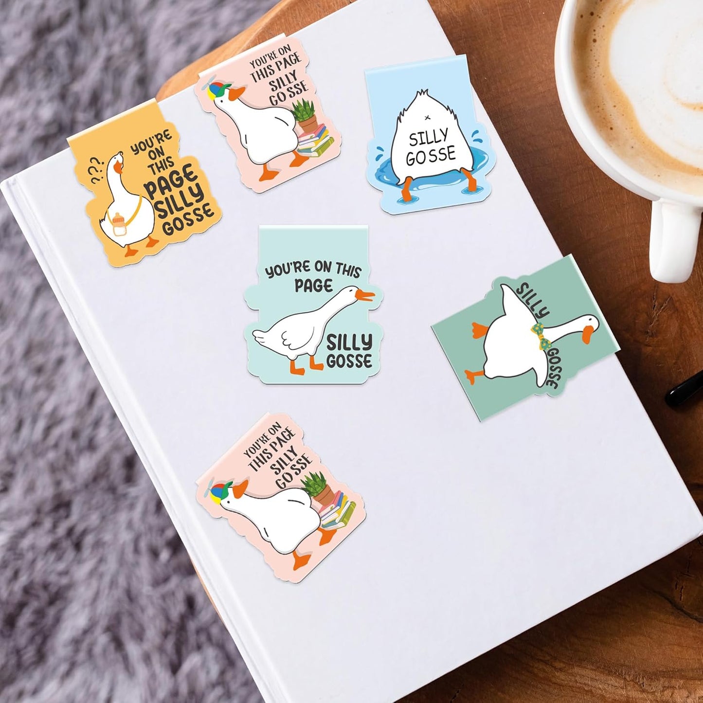 Funny Gosse Magnetic Bookmarks: 8 Pcs Gosse Magnet Book Marks, Cute Animals Page Marker Clips for Reading Women, Fun Bookish Gifts for Girls Kids, Back to School Accessories