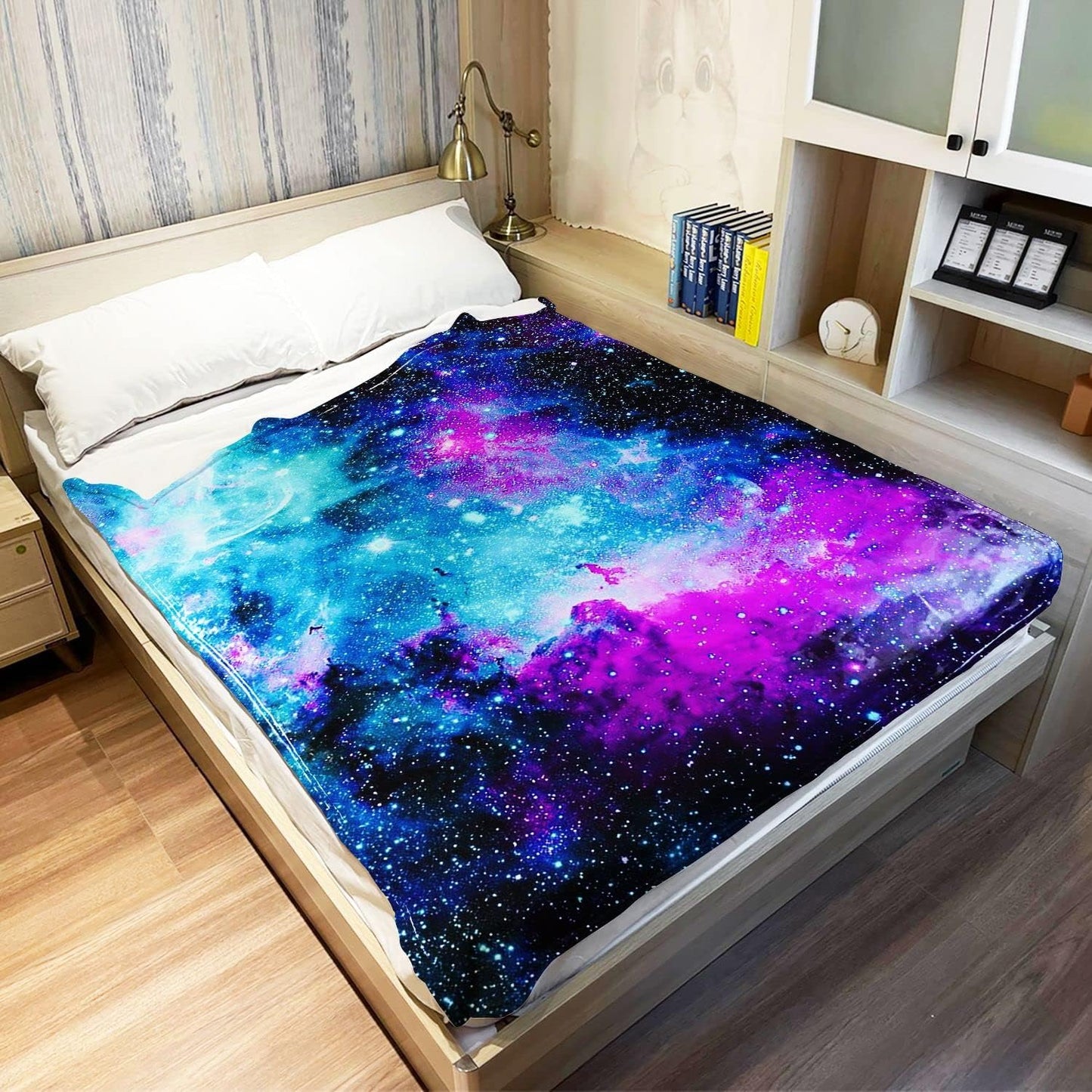 Nebula Galaxy Throw Blanket Fantasy Purple Blue Starry Sky Space Fleece Blanket Soft Warm Cozy for Sofa Couch Bed 60"x80"