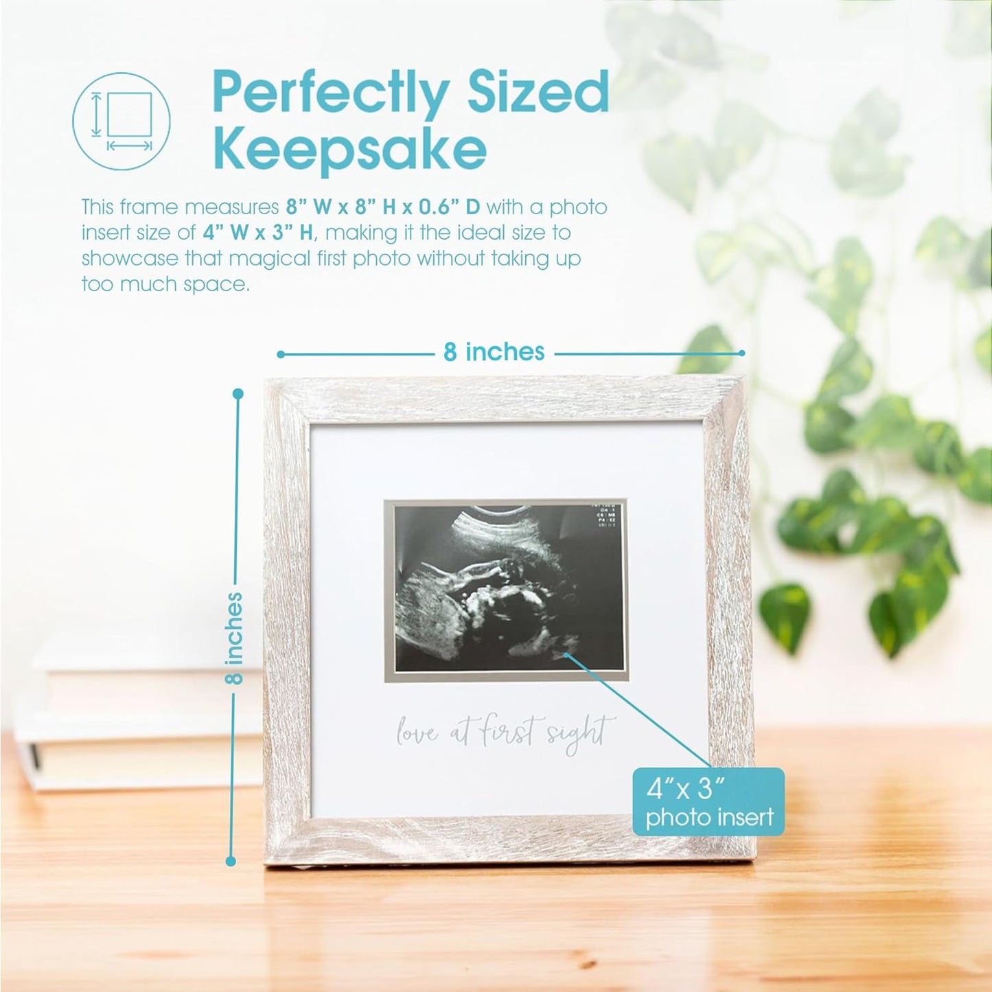 Pearhead Love at First Sight Sonogram Picture Frame, Gender Neutral Ultrasound Keepsake, Ideal Pregnancy Gift, Baby Shower and Nursery Decor, 4” x 3” Photo Insert, Rustic