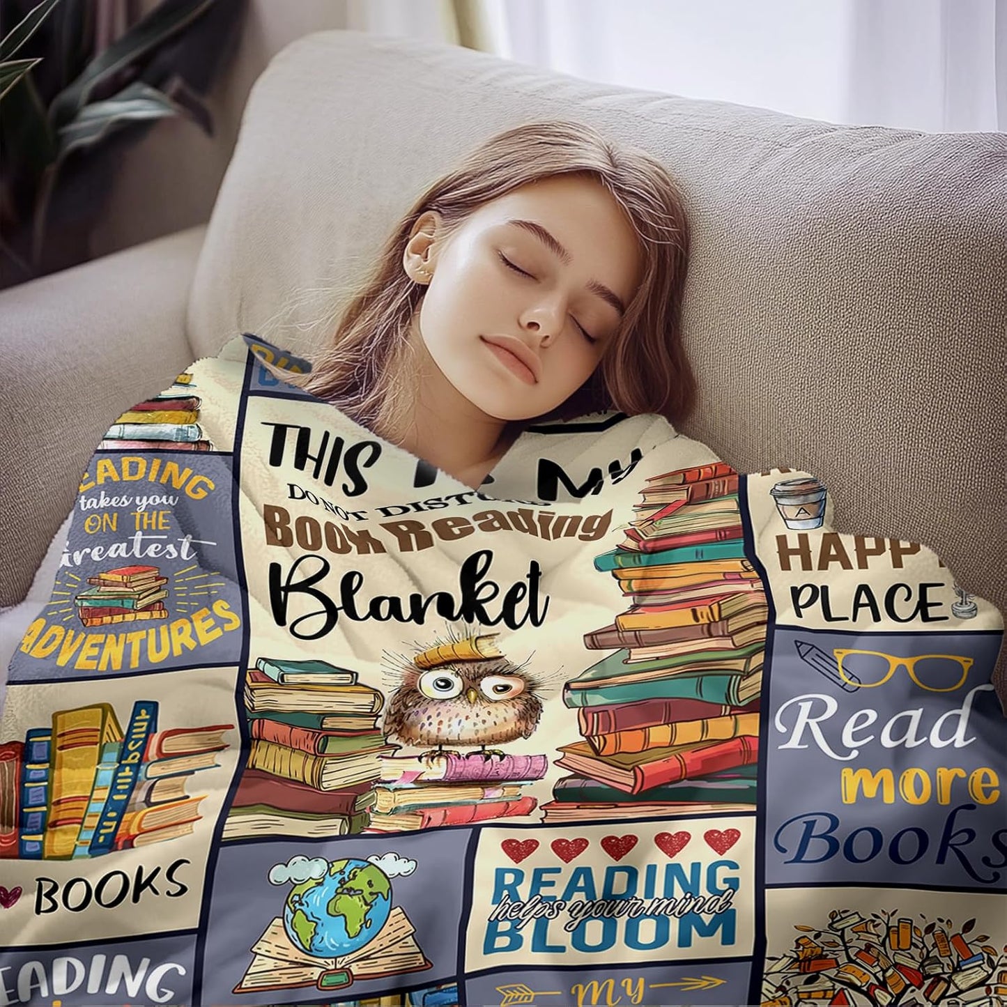 Book Lovers Blanket 50"x60", Birthday Gifts for Book Lovers, Readers, Librarians, Bookworms, Reading Bookish Gifts for Women and Men, Literary Throw Blanket for Christmas Thanksgiving