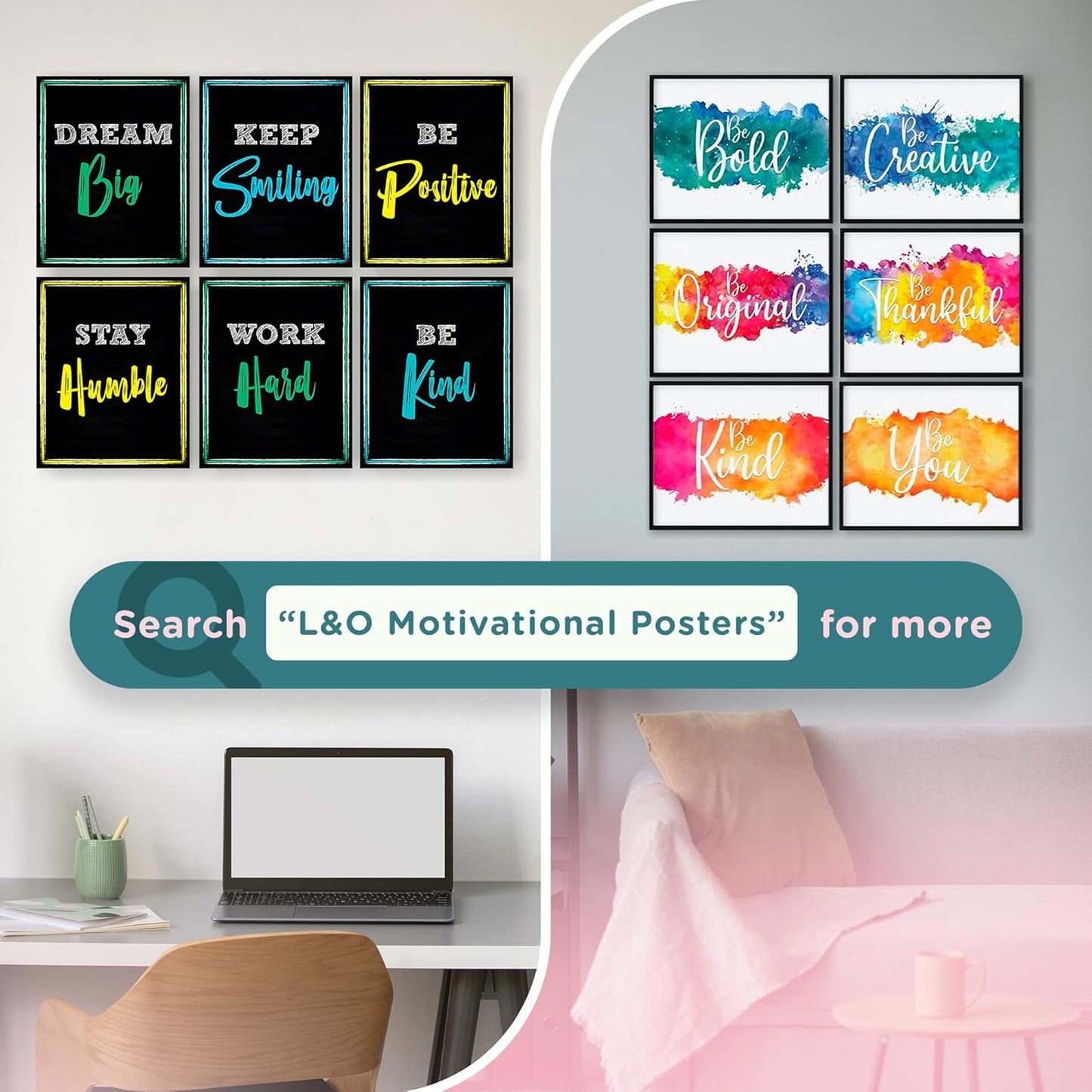 L&O Goods 10-Pack Motivational Posters 11 x 17 – Positive Affirmations for Classroom, Office, or Home – Inspirational Wall Prints - Glossy, Durable, Unframed Prints (Made in USA)
