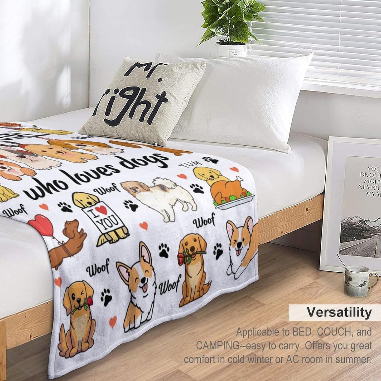 Funny Dogs Puppy Blanket Gifts for Women Just A Girl Who Loves Dogs Soft Cozy Throw Blanket Gifts for Dog Lovers Girls Kids Boys Bedroom Sofa Couch Decor 60"X50"