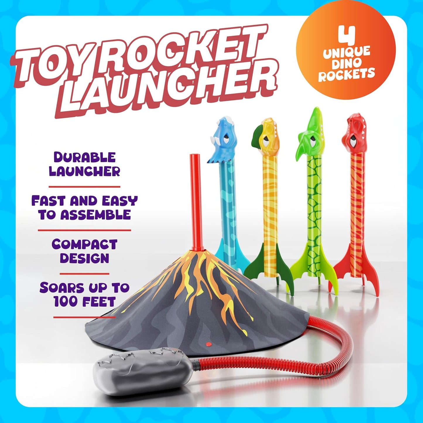 Ninja Blast Dinosaur Toy Rocket Launcher for Kids Toys for Kids 3-5 5-7 4-6 - Outdoor Toys for Kid Ages 4-8 - 3 4 Year Old Boy Birthday Gift - Gifts for Boys Age 3 4 5 6 Years Toy for Toddlers