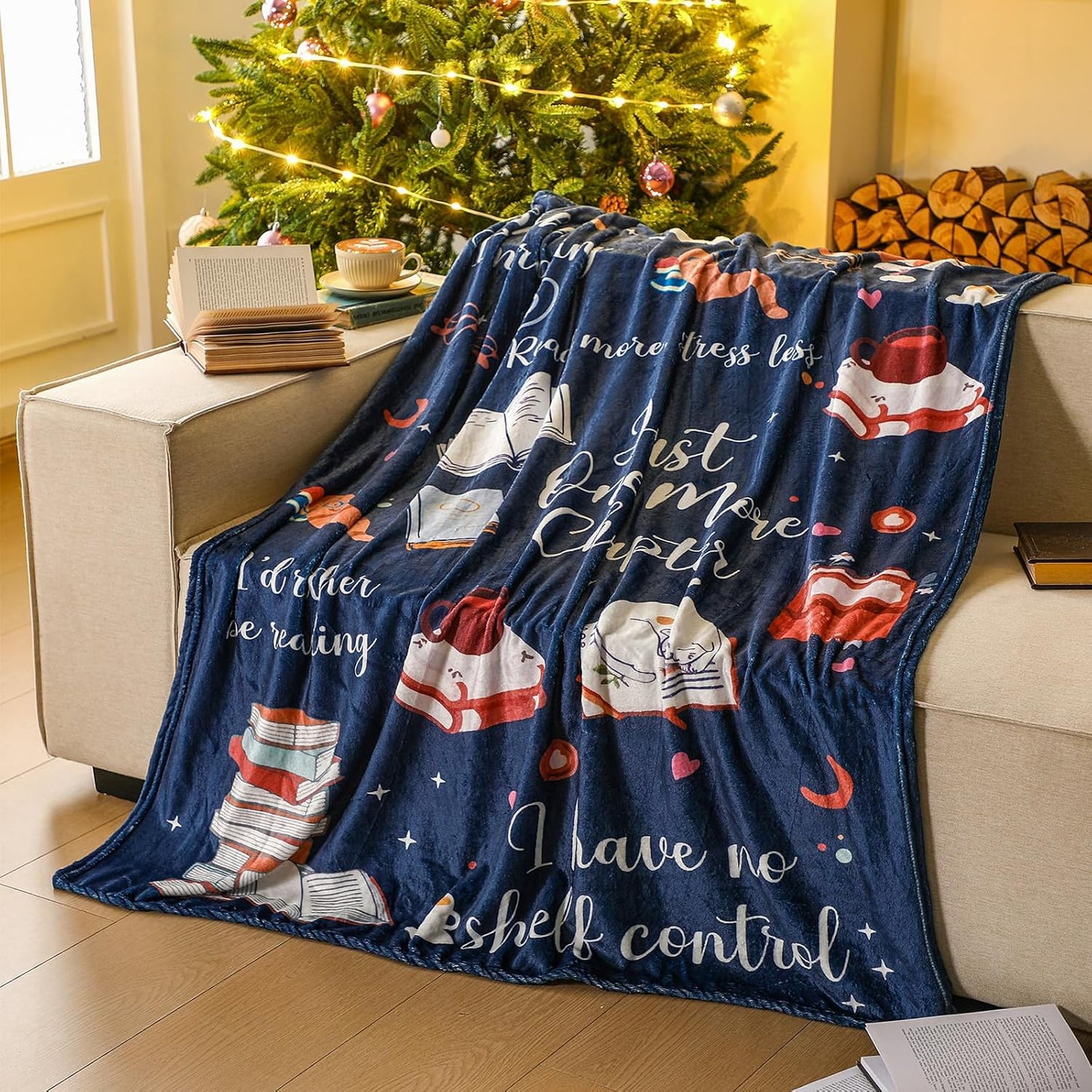 Breling Book Lovers Gifts 50 x 60 Inch Blanket Librarian Reading Throw Blanket Book Lover Club Gifts for Reading Bookish Librarian Birthday Gift