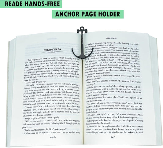 Anchor Page Holder for Hands Free Reading Bookmark Book Opener Reader Gift Metal Portable Music Recipe Book Hardcovers Paperbacks Magazines Clip Accessories, Black