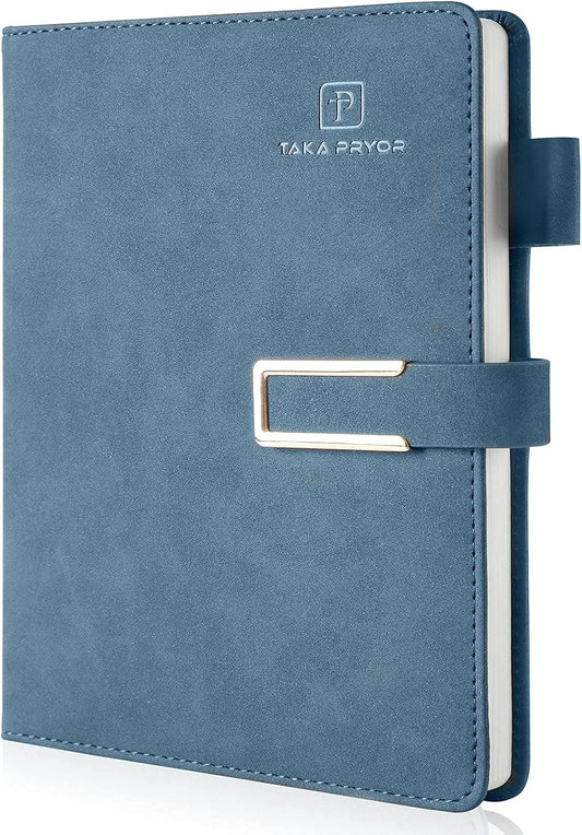Ruled Journal Notebook, Hardcover Magnetic Clasp Cove, Personal Professional Lined Notebooks, with Pen Loop，Medium 5.7 x 8.3 inches, 120 GSM Thick Paper Gifts Blue