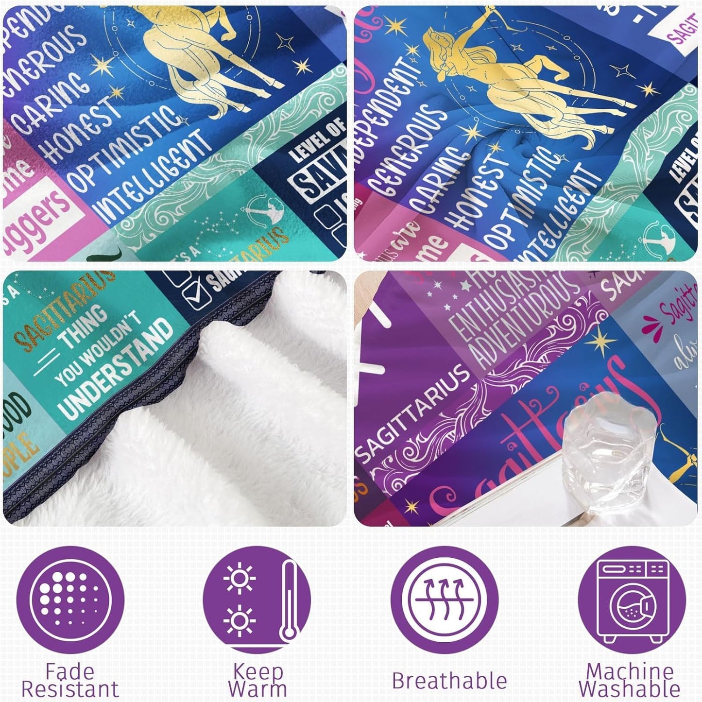 Sagittarius Gifts for Women – Zodiac Throw Blanket 50"x60" – Soft Astrology Fleece Blanket for Sagittarius Girls, Teens & Moms – Cozy Birthday Idea